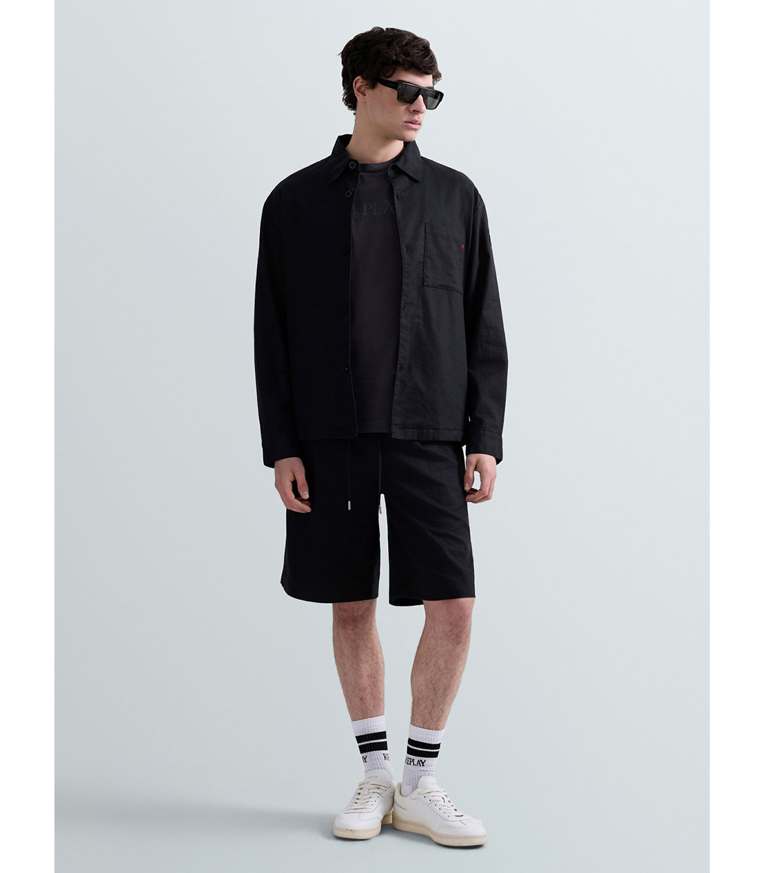 リネンコットンツイルオーバーシャツ 詳細画像 ブラック 2